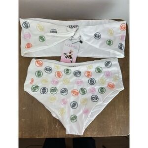 NWT Oceanus Swim Cinta White with Rhinestone Detail Bikini